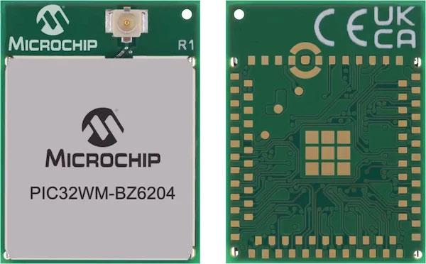 PIC32WM-BZ6 wireless module, front and back