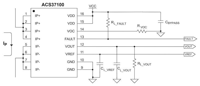 Typical application circuit of the&nbsp;ACS37100